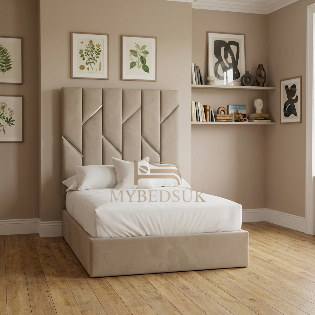 Prague Panel Bed Frame with Silver Strips