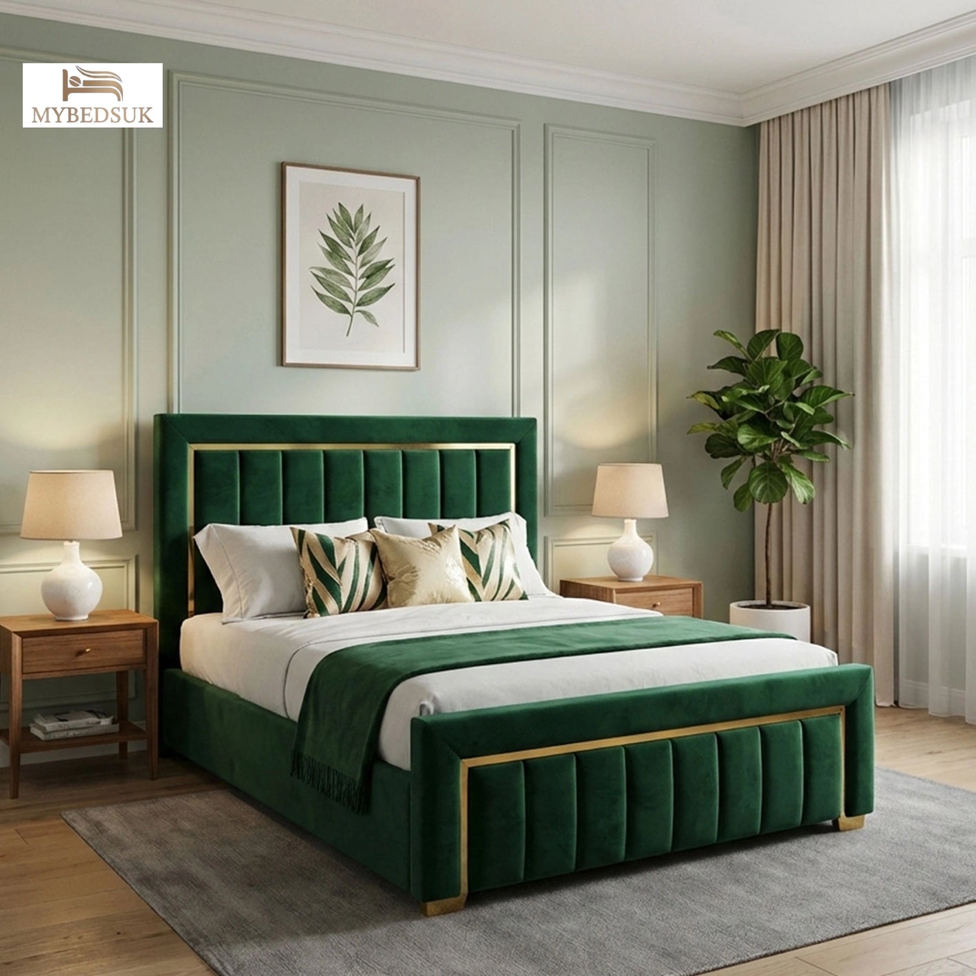 Nelson Panel Gold Strip Bed Frame | Different Storage Option Available