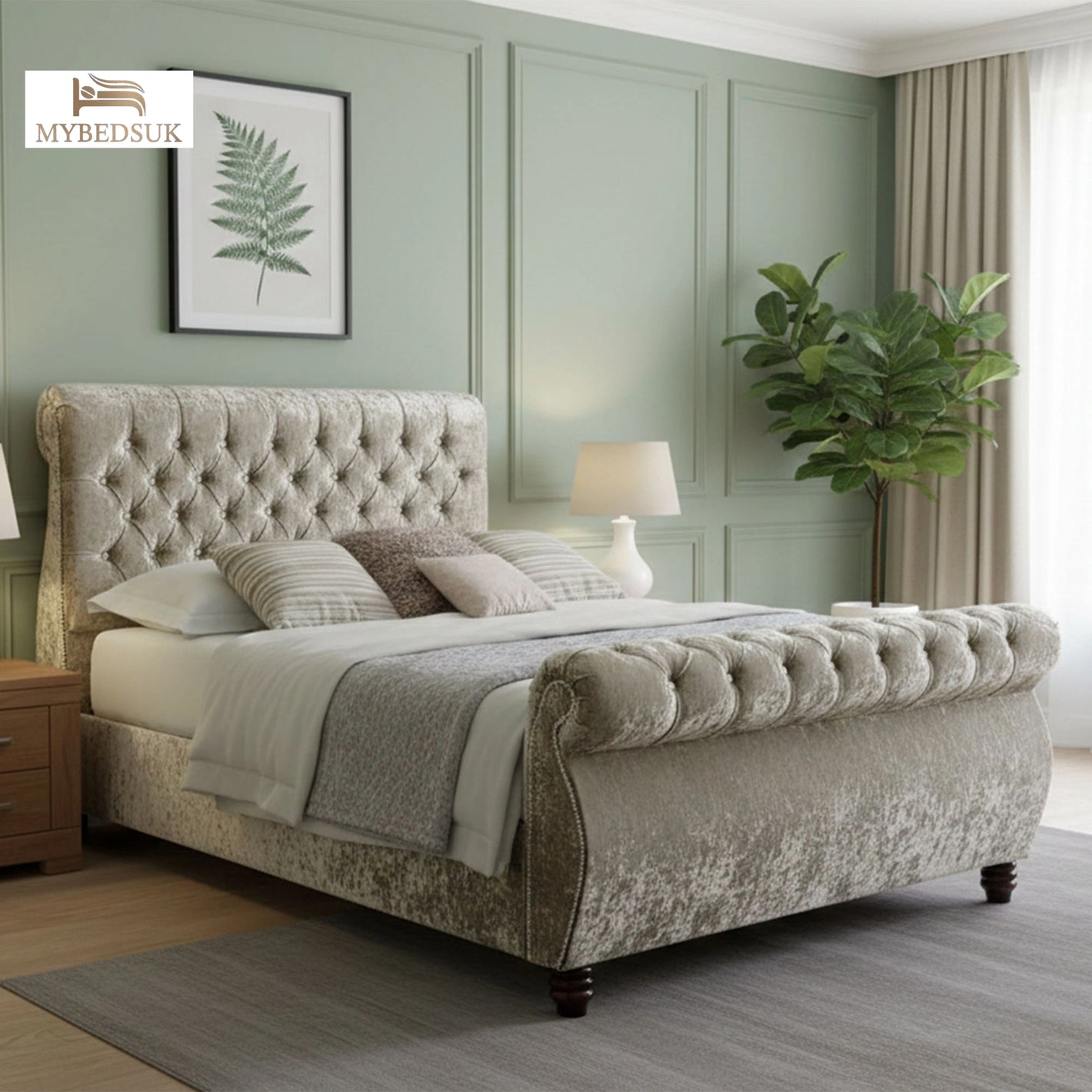 Sabrina Chesterfield Swan Bed