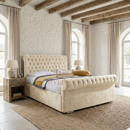 Layla Chesterfield Swan Sleigh Bed