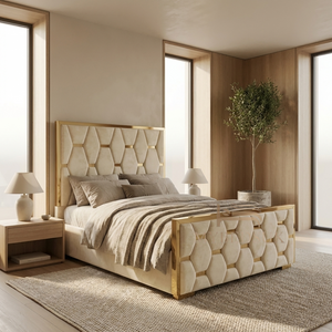 Starlight Hexagon Diamond Bed With Gold/Silver Strip