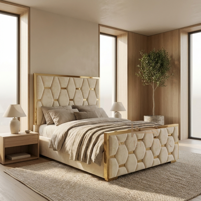 Starlight Hexagon Diamond Bed With Gold/Silver Strip