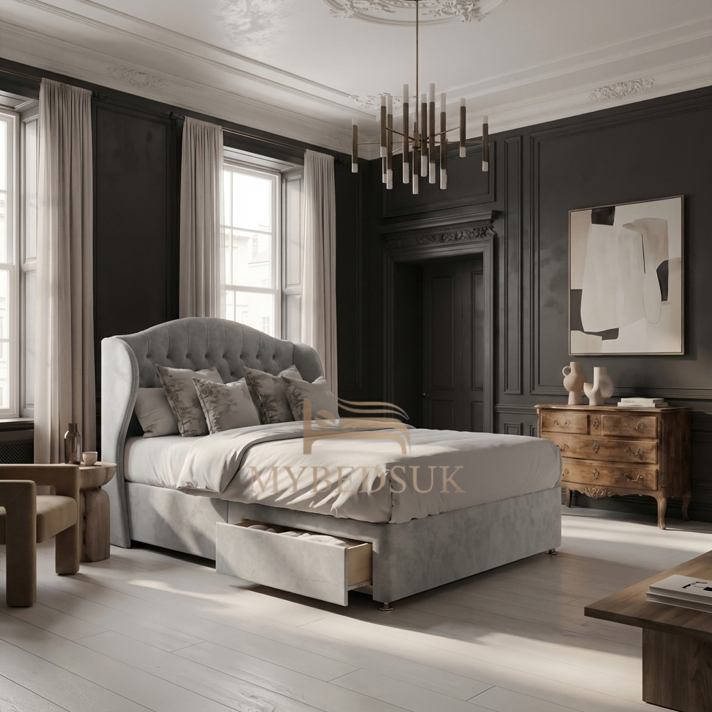 Moon Curve Wingback Chesterfield Divan Bed